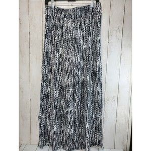Apt 9 Rayon Pants Women's Medium Wide Leg Black Grey White Elastic Waist